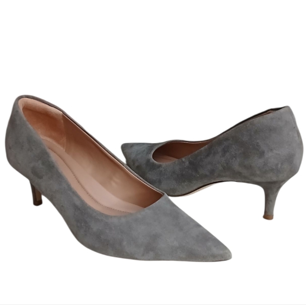 Nordstrom | Kiplyn Gray Suede Pointed Toe Kitten Heels Size 9.5M